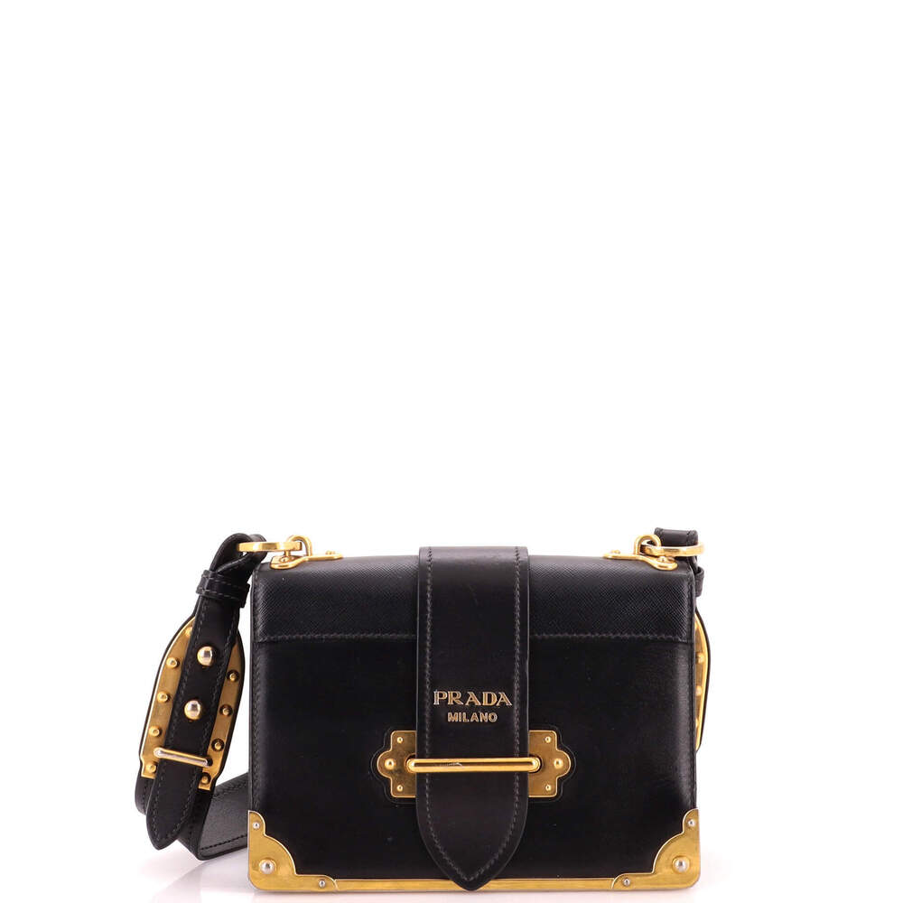 Prada Small Cahier Crossbody Bag Leather and Saffiano Leather